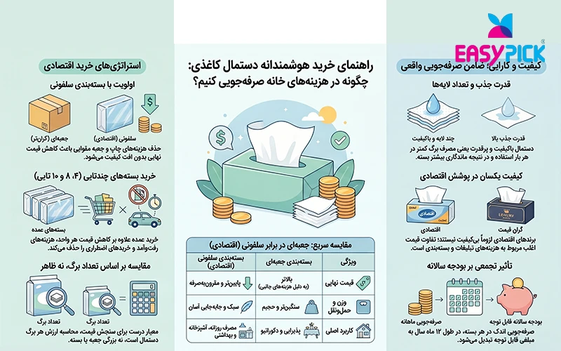 چطور با انتخاب دستمال کاغذی مناسب در هزینه‌های خانه صرفه‌جویی کنیم؟, ایزی پیک